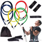 Combo Fitness: Doble Rueda Abdominal + Kit 5 Bandas Elásticas Tubulares – Entrenamiento Completo en Casa