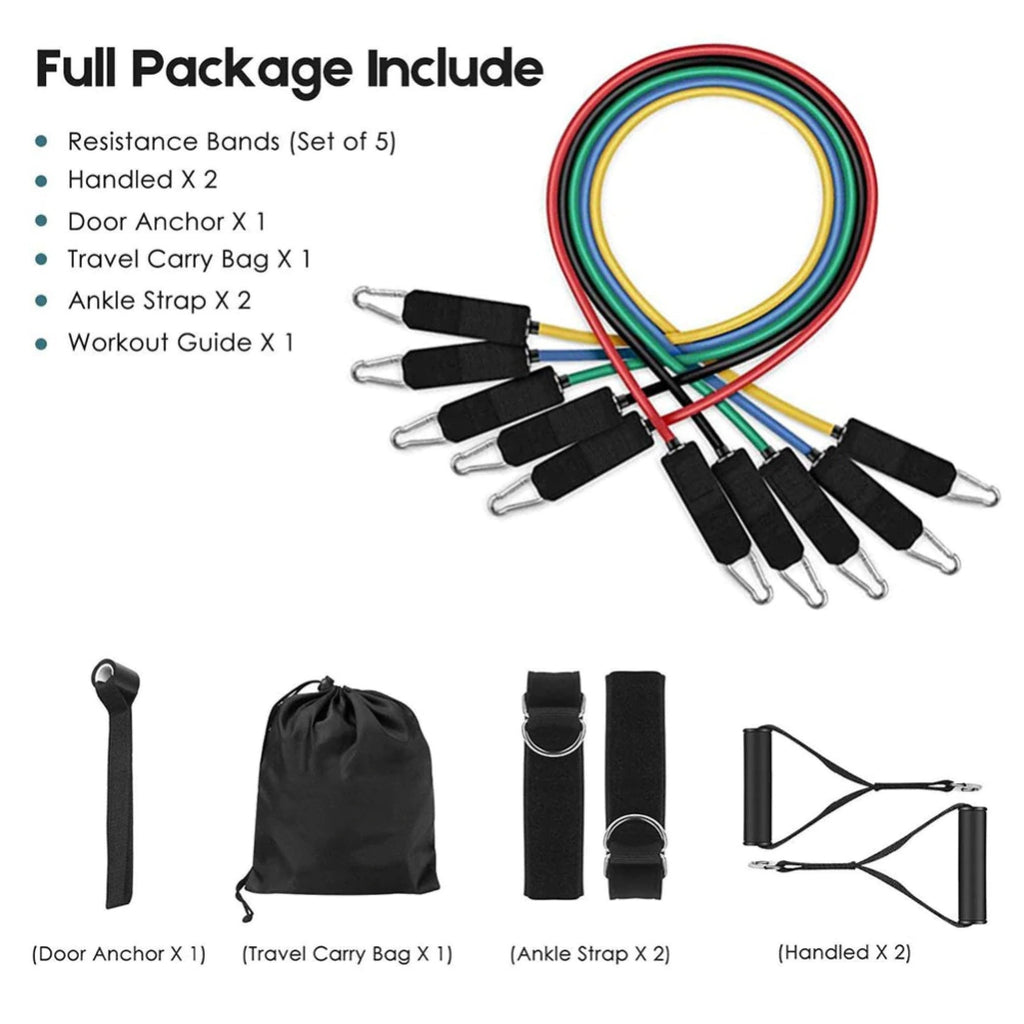 Combo Fitness: Doble Rueda Abdominal + Kit 5 Bandas Elásticas Tubulares – Entrenamiento Completo en Casa