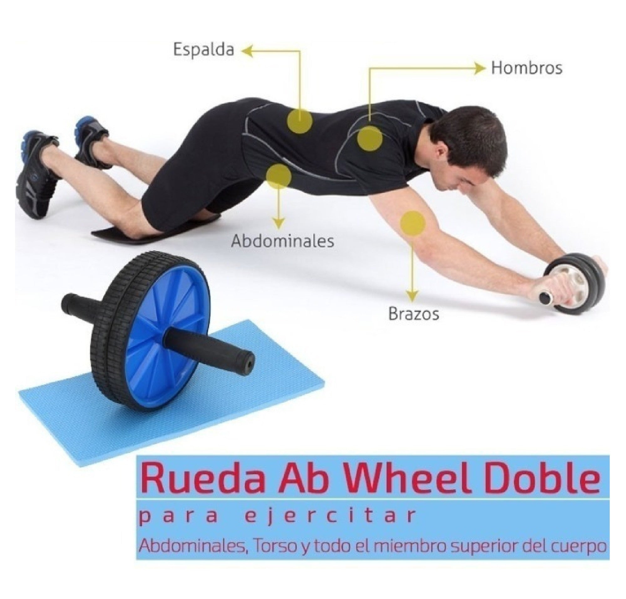 Combo Fitness: Doble Rueda Abdominal + Kit 5 Bandas Elásticas Tubulares – Entrenamiento Completo en Casa