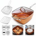 Copper Pan – Set 5 Piezas: Sartén Cuadrada + Accesorios Antiadherente