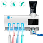 Porta Cepillos con Esterilizador UV + Dispensador de Crema Dental