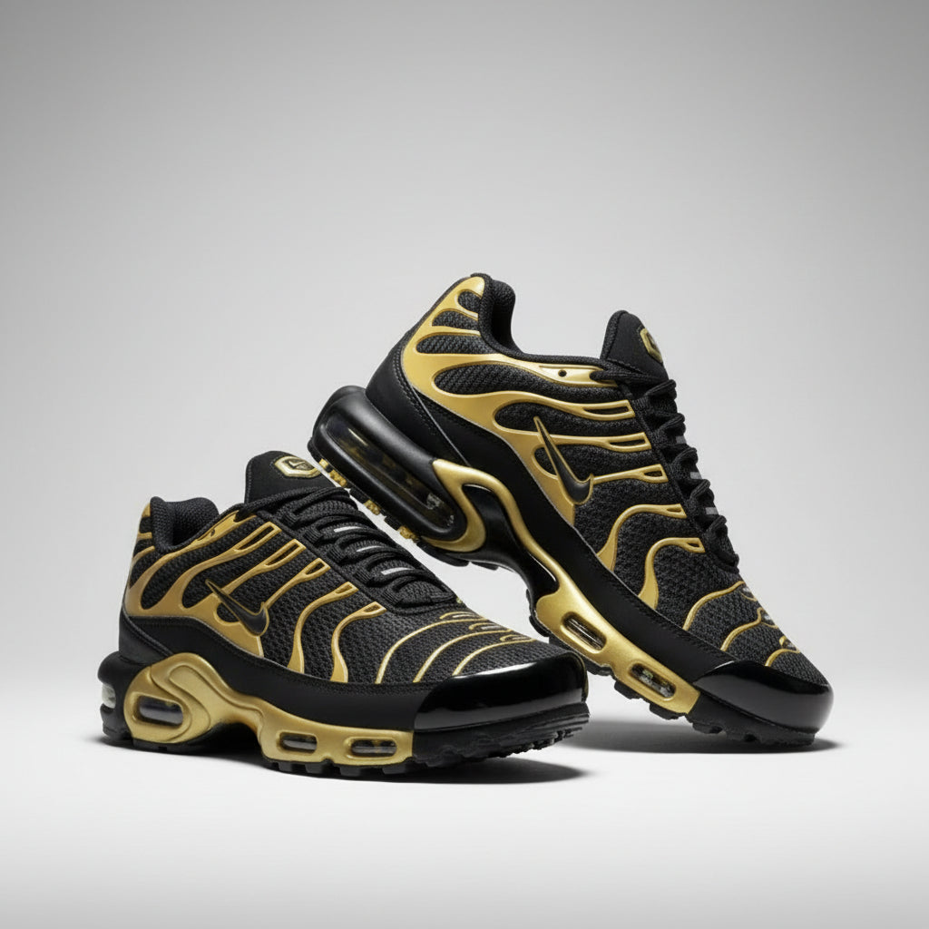 Tenis Estilo TN Negro Dorado Unisex – Calidad Doble AA