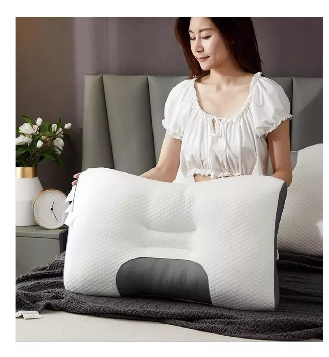 Almohada Cervical Ergonómica — Fibra Hipoalergénica Antiácaros