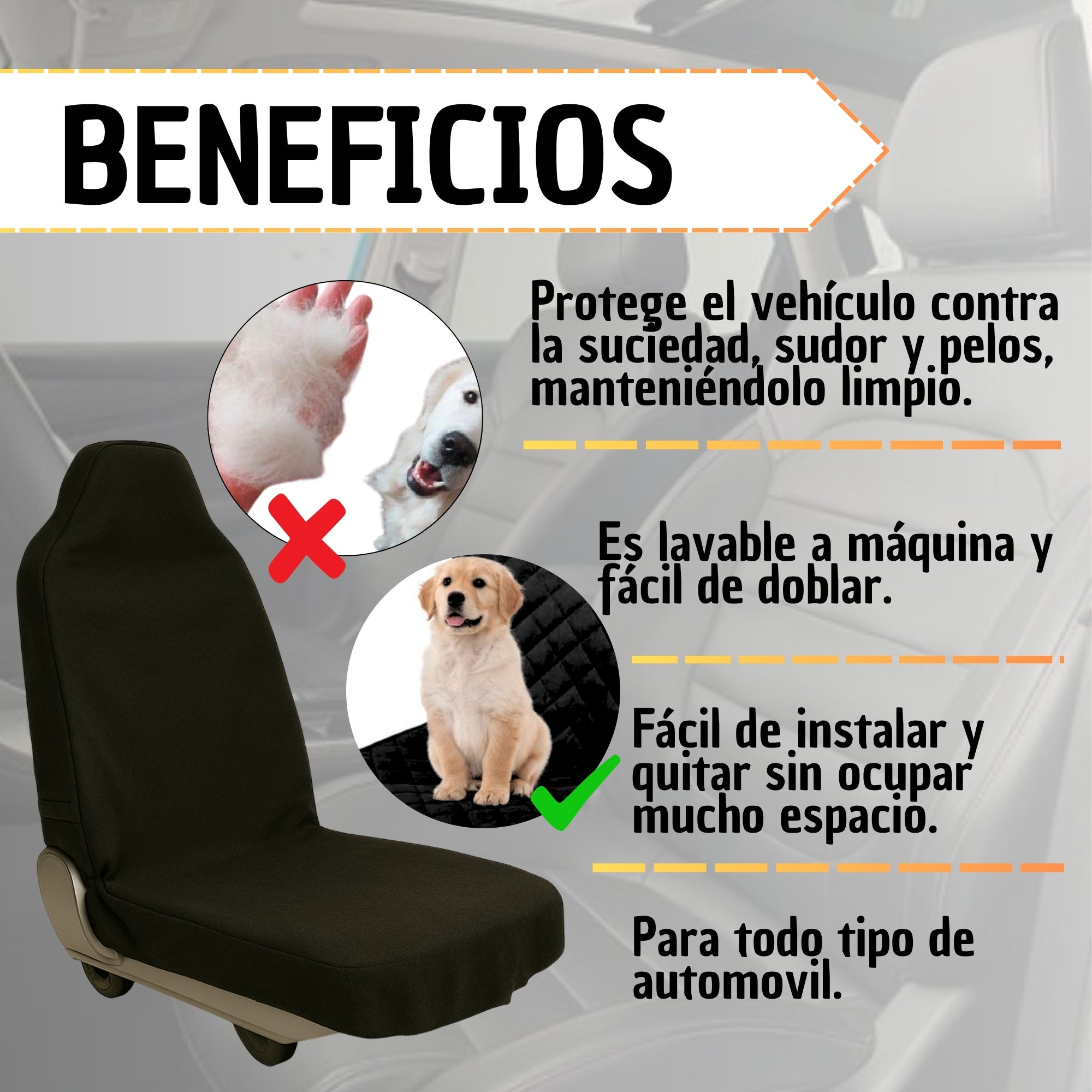 Forro Protector Impermeable para Silla Copiloto – Ideal para Mascotas en el Carro