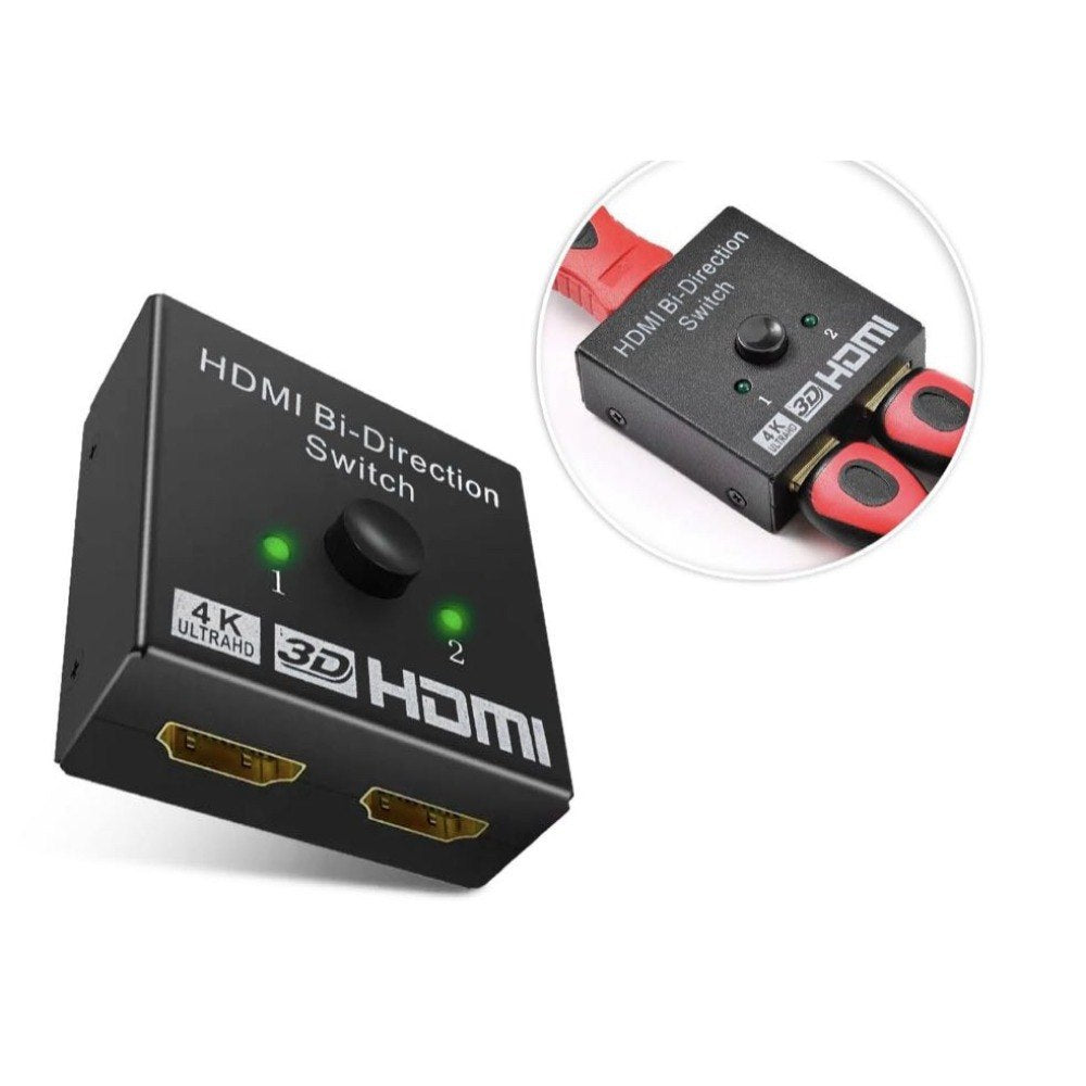 Switch HDMI Bidireccional 4K – 2 en 1 y 1 en 2, Plug & Play, Sin Driver, Indicadores LED