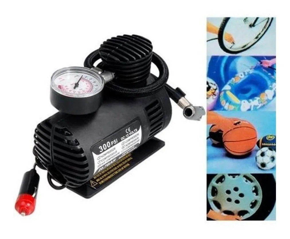 Mini Compresor Portátil 300 PSI – Inflador Eléctrico para Auto, Moto y Bicicleta