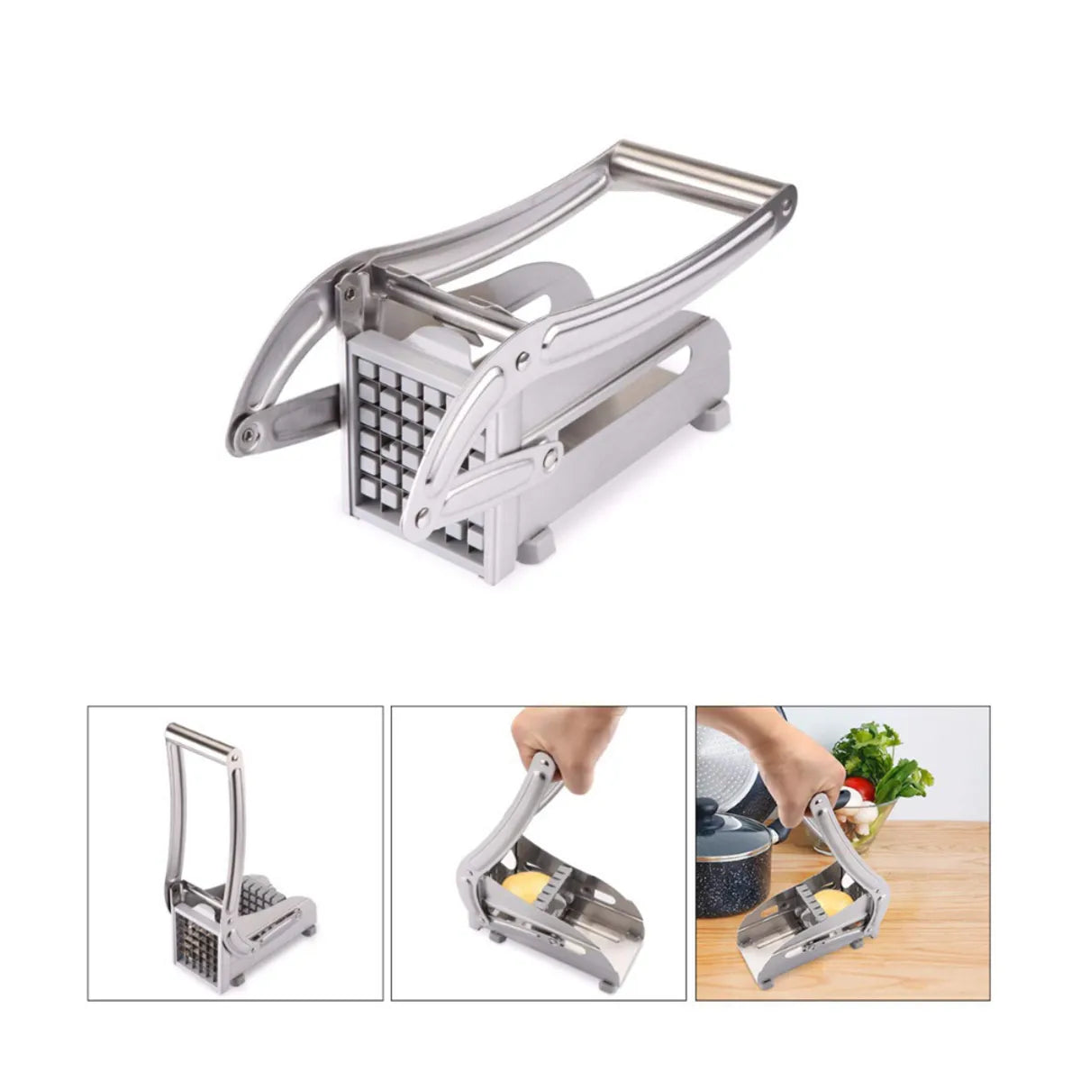Cortador de Papa Manual con Cuchillas de Acero Inoxidable – Cortes Uniformes en Segundos