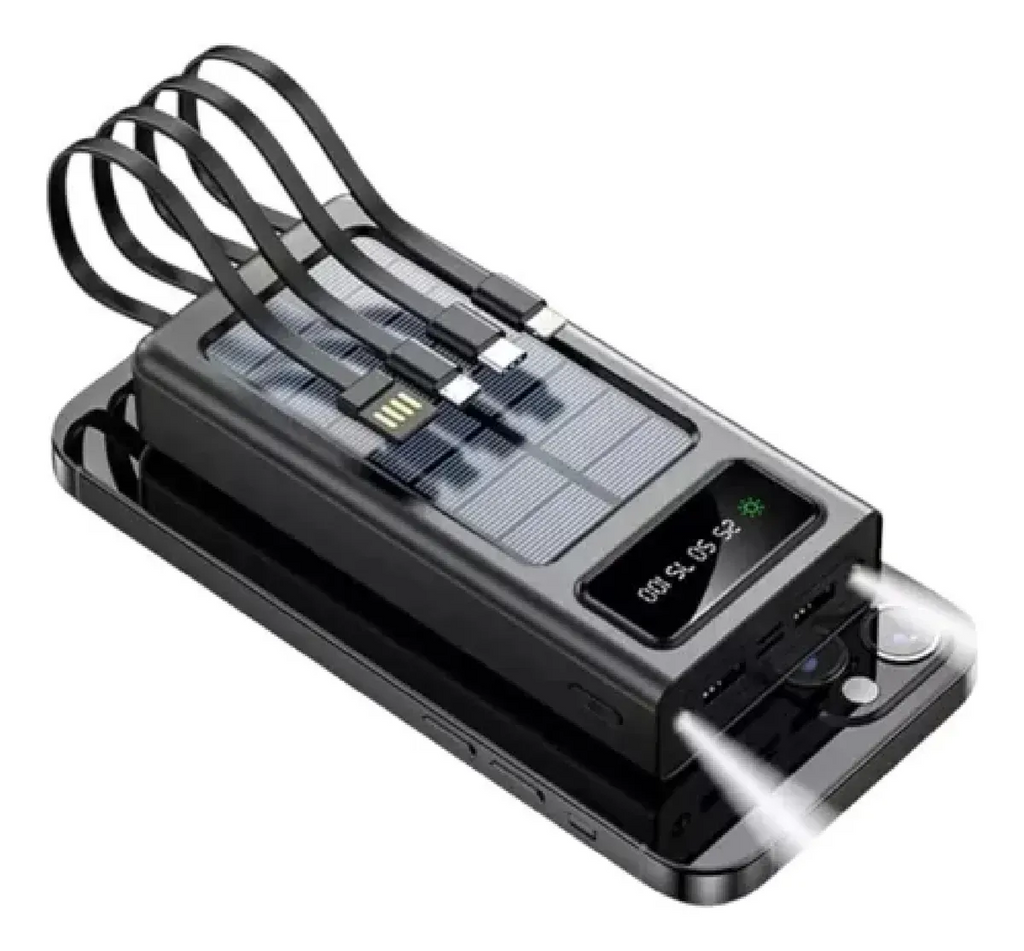 Power Bank Solar CM-609 20.000 mAh – Carga Solar + USB, Linterna LED, Portátil para Viajes