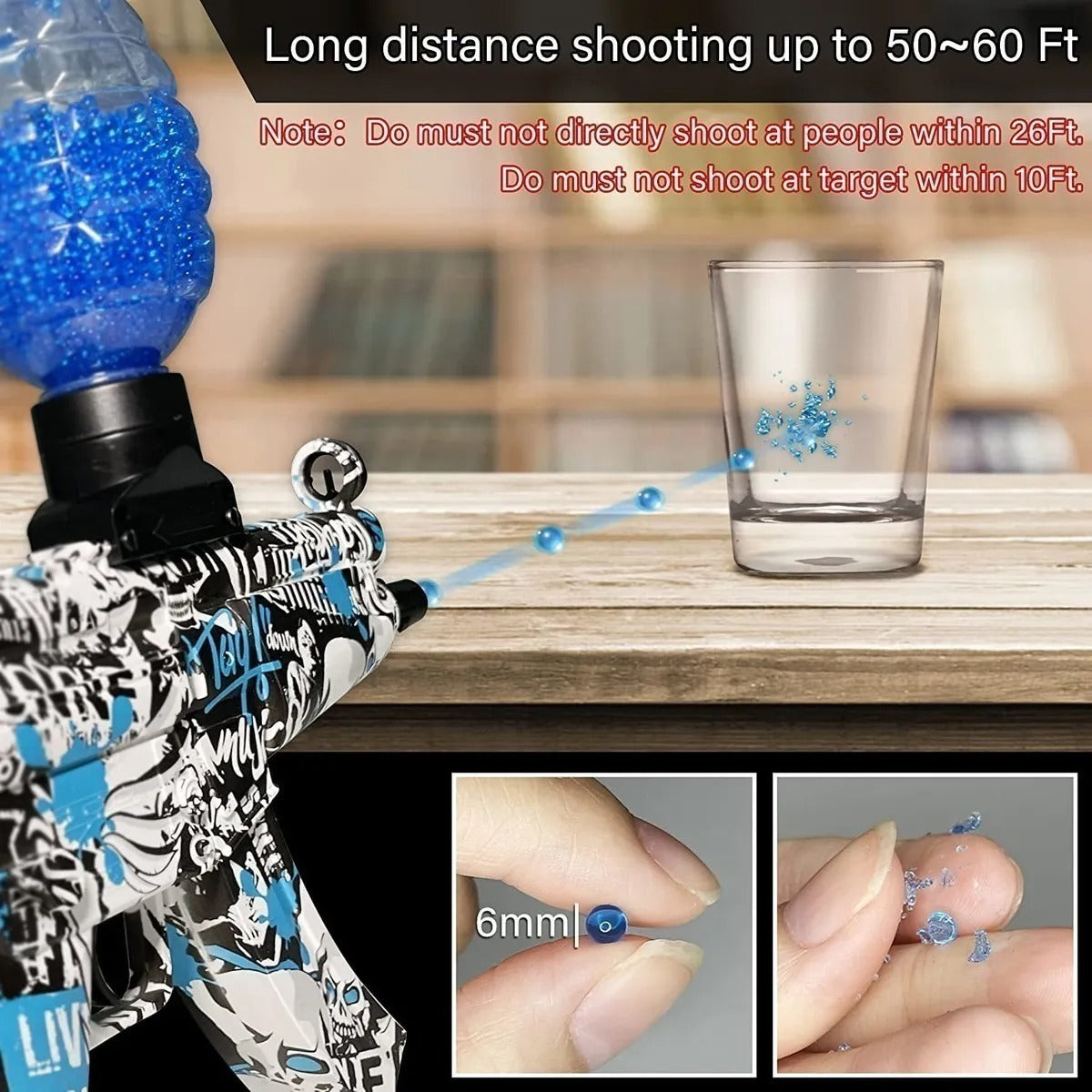 Lanzador Hidrogel Eléctrico Splatter Ball Blaster – 10.000 Balas + Gafas, Recargable, 3 Colores