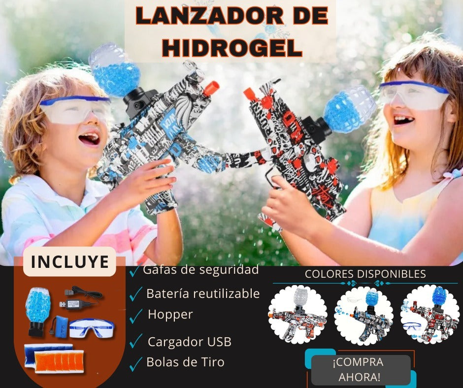 Lanzador Hidrogel Eléctrico Splatter Ball Blaster – 10.000 Balas + Gafas, Recargable, 3 Colores