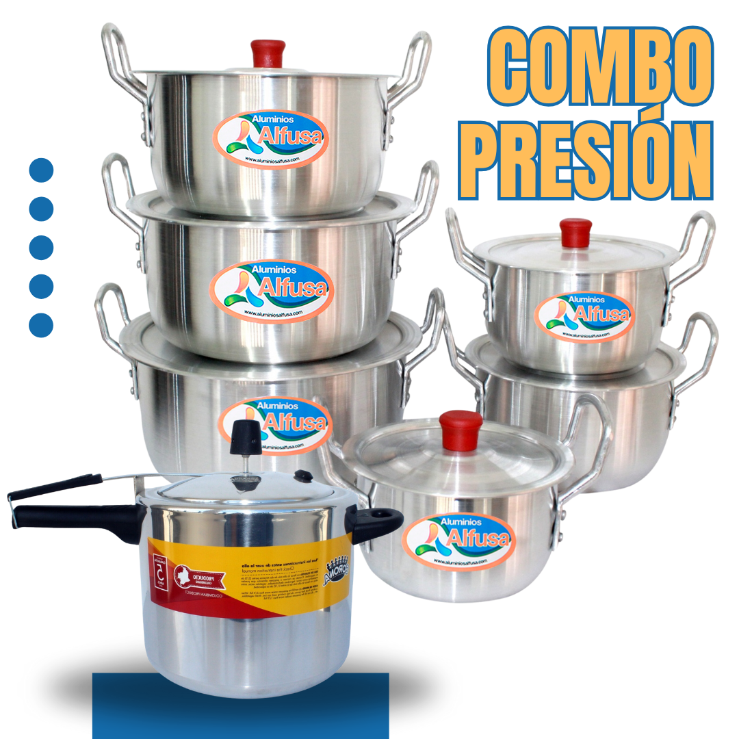 Combo Presión – Olla a Presión 6L + Juego 6 Ollas