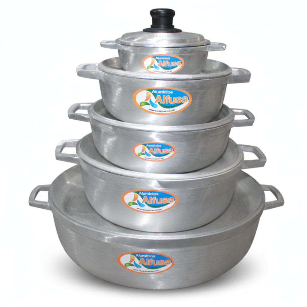 Set 5 Calderos de Aluminio Fundido con Tapa