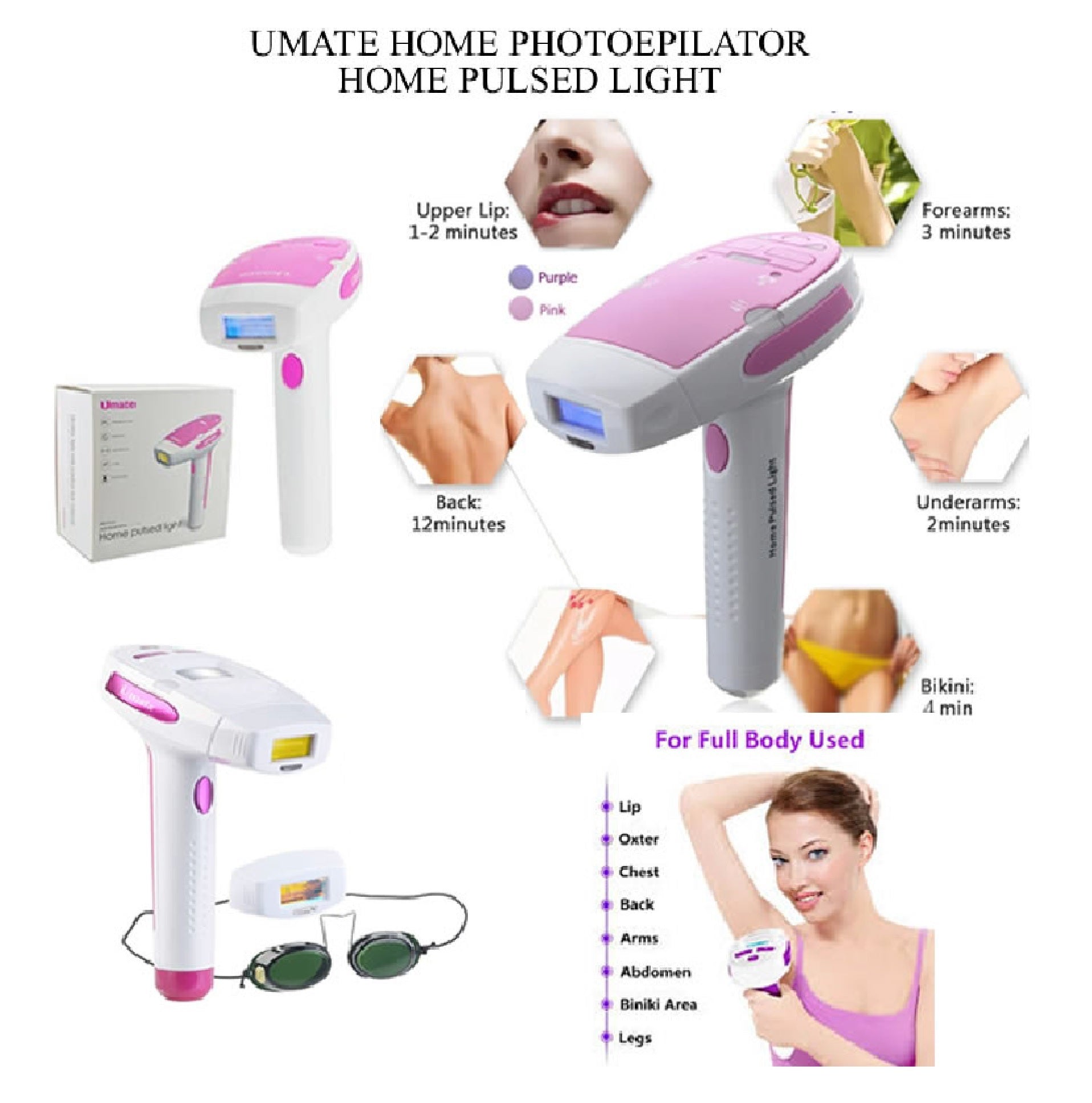 Depiladora Láser IPL Facial y Corporal – Eliminación de Vello Permanente en Casa