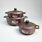 Set 3 Calderos Dorados de Aluminio Fundido