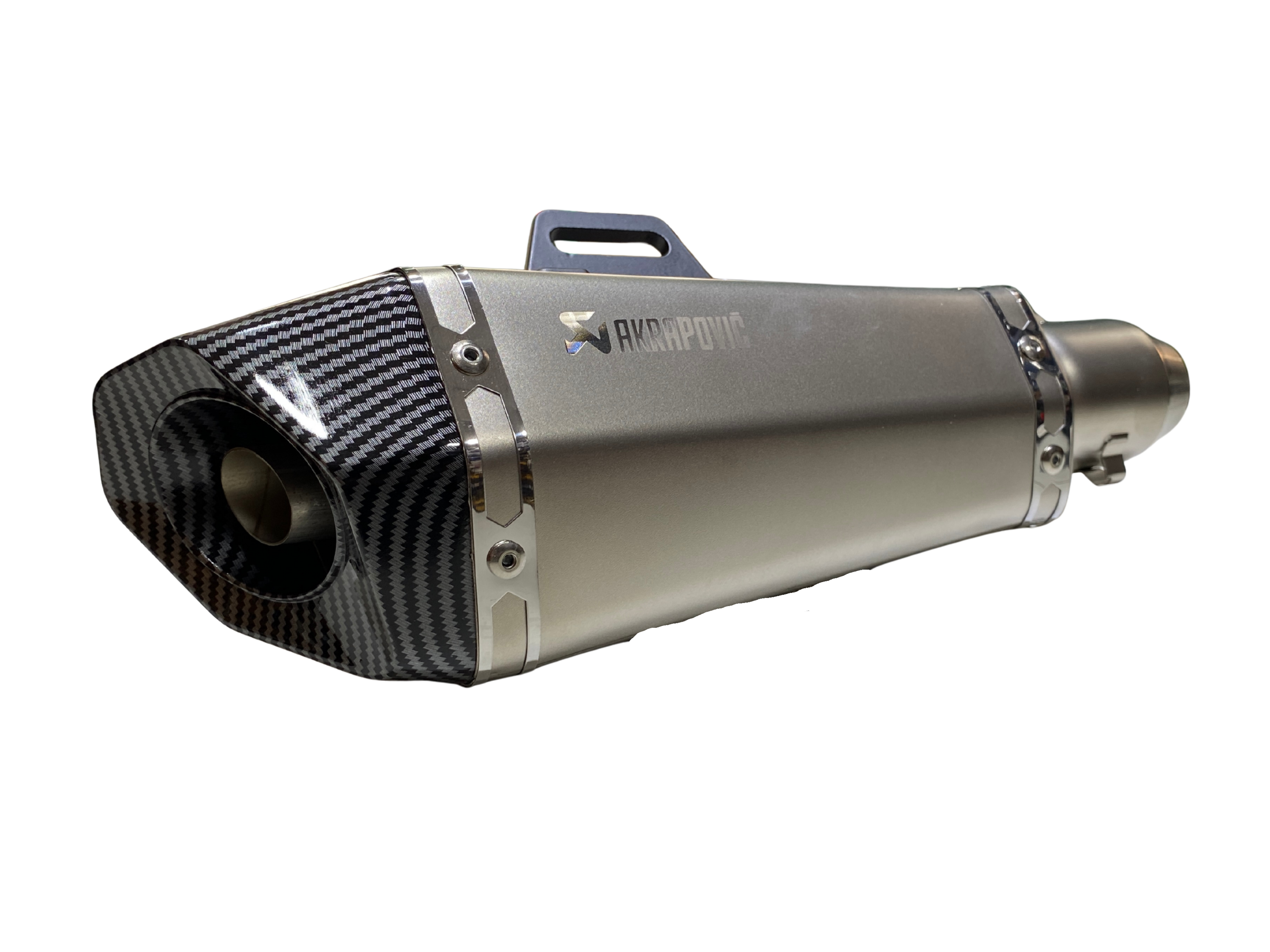 Exosto Cuadrado Tipo AKRAPOVIC Punta Carbono para Moto – C6