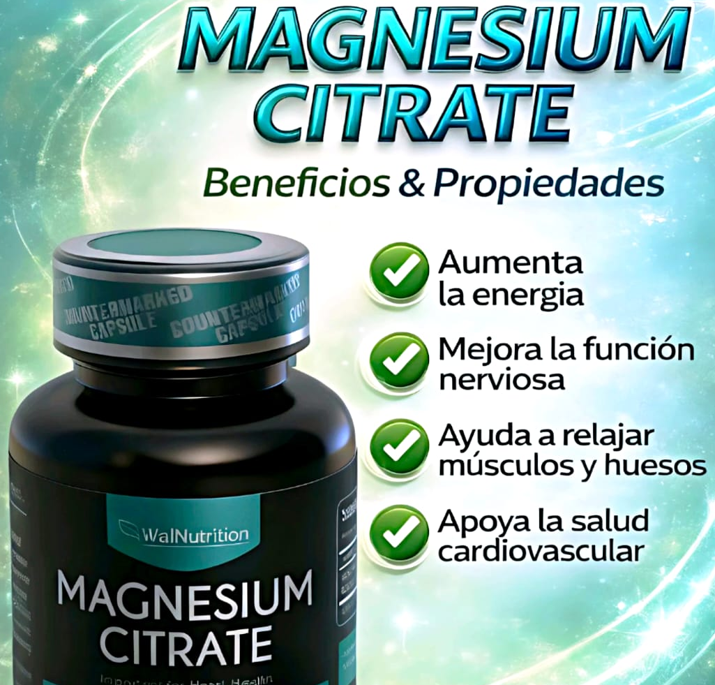Citrato de Magnesio WalNutrition 900 mg — 90 Cápsulas Vegetales