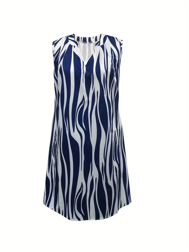 Vestido Mini Estampado Cebra con Escote en V