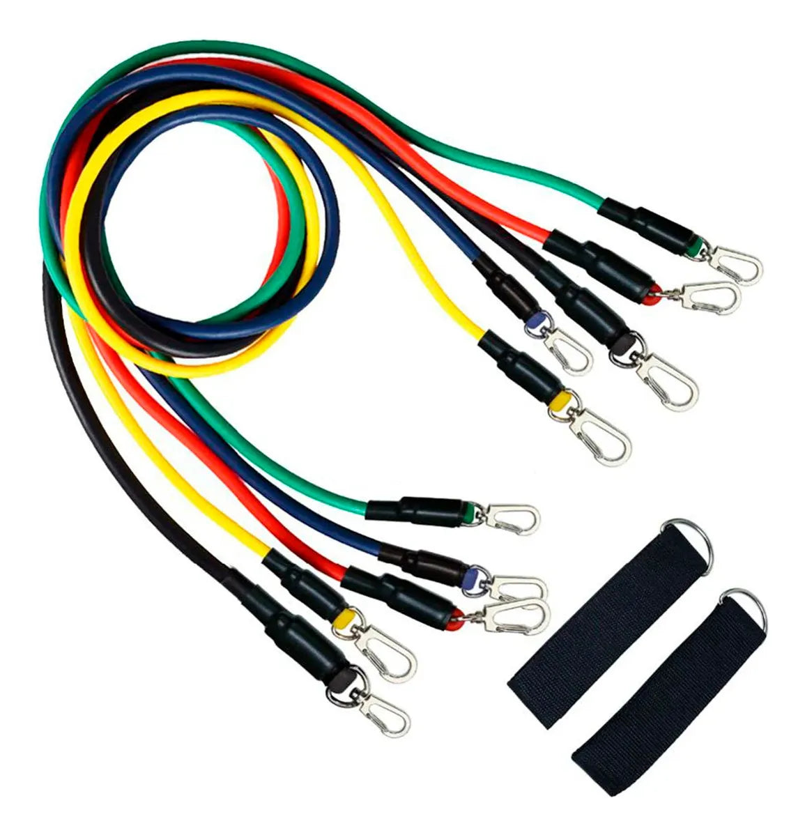 Kit de Bandas Elásticas Tubulares 11 Piezas – Resistencia Progresiva hasta 100 lbs para Gym y Yoga