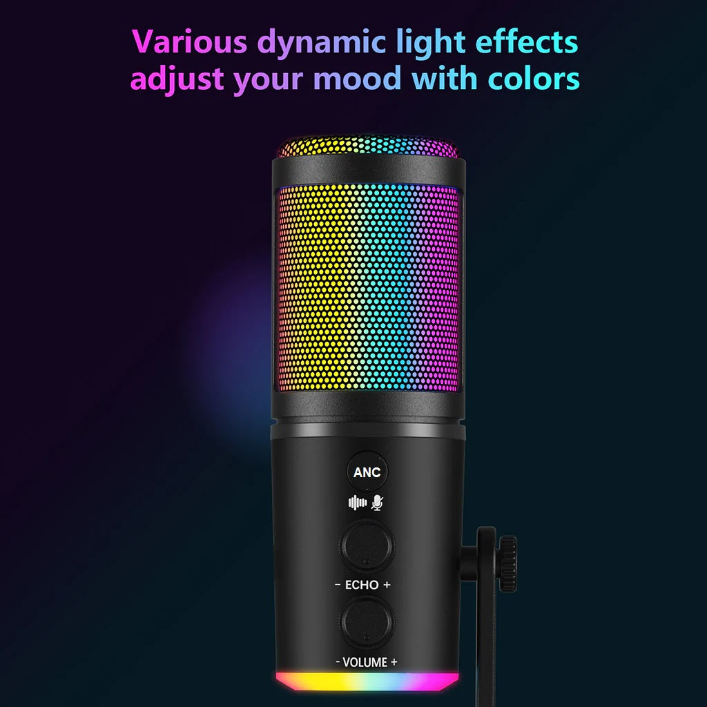 Micrófono Condensador NeePho NP-M02 – Podcast, Gaming y Streaming con ANC, RGB y Conexión Dual