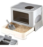 Caja de Arena Grande para Gatos con Puerta Automática – Cerrada, Plegable y Antiderrame