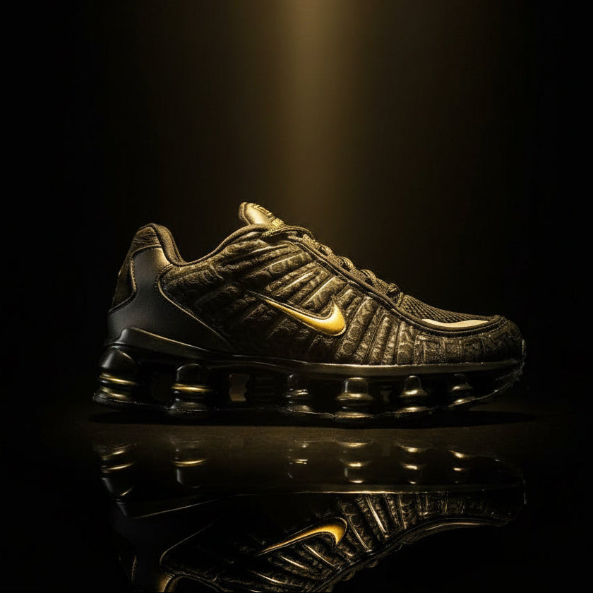 Tenis Estilo Shox MT Negro Dorado Unisex – Fabricados en Cúcuta