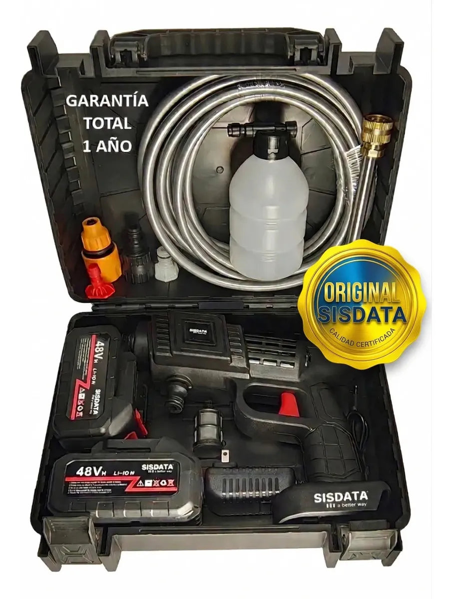 Hidrolavadora Inalámbrica Portátil 48V — 2 Baterías Recargables
