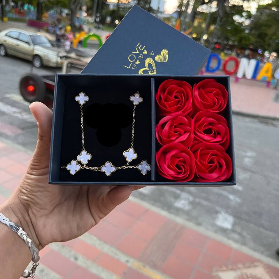 Combo Van Cleef + Caja + 6 rosas