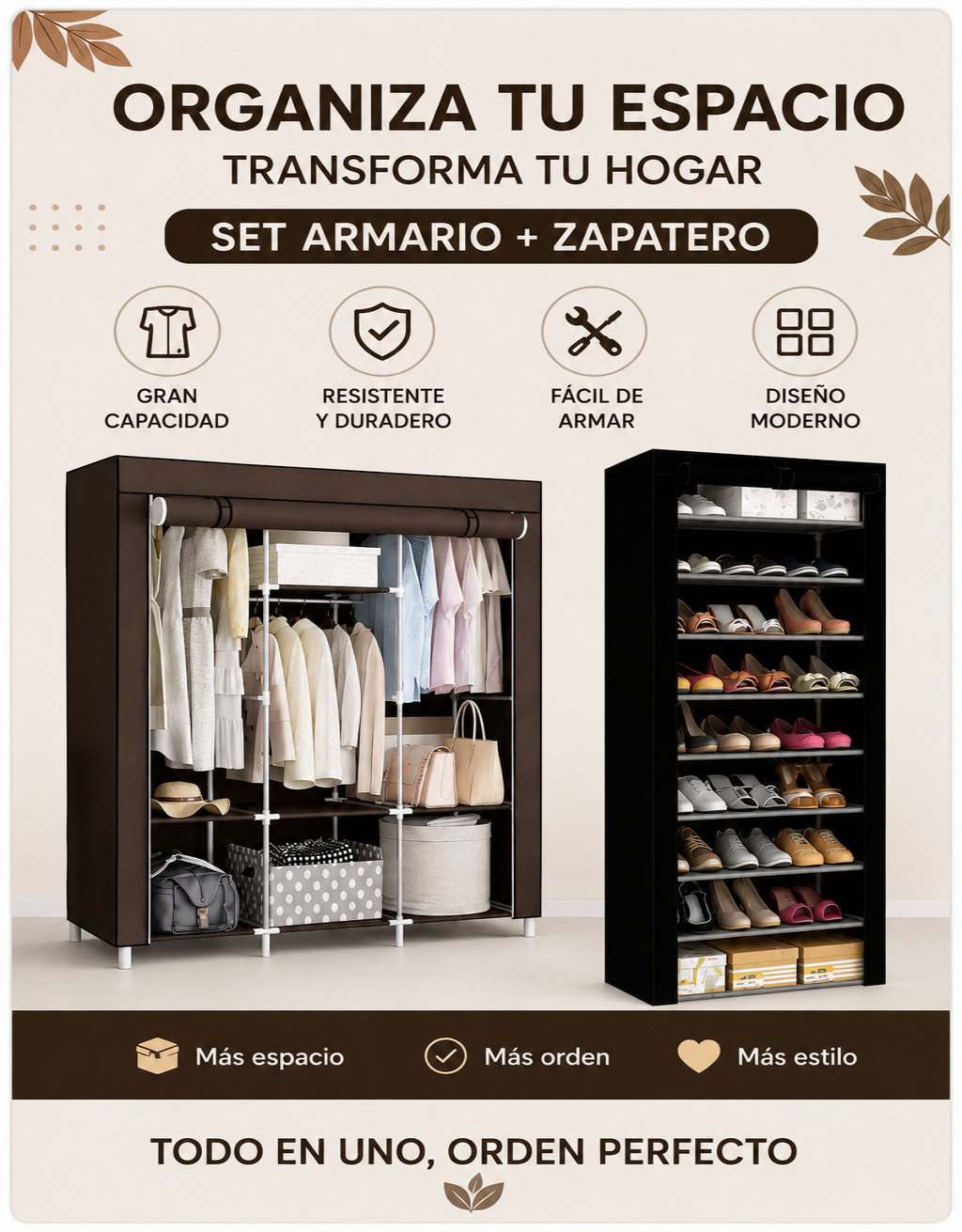Set Organizador 2 en 1: Armario + Zapatero para el Hogar