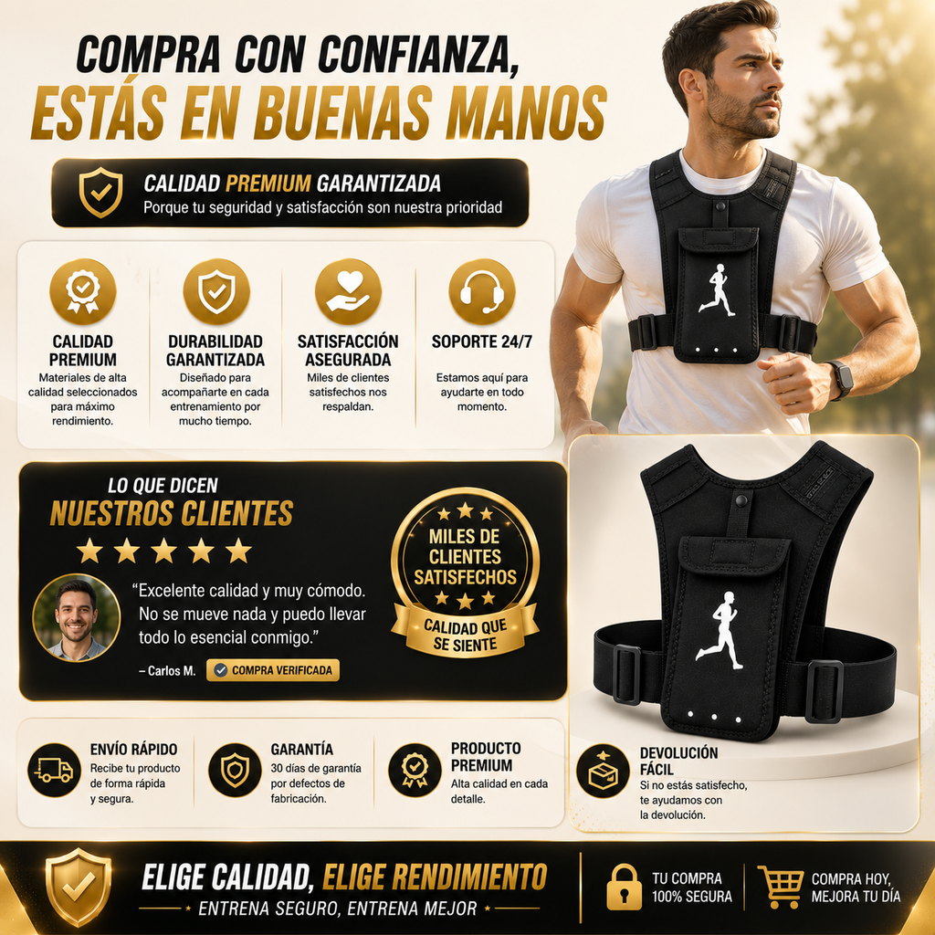Chaleco Arnés Deportivo Porta Celular – Manos Libres para Running, Ciclismo y Gym