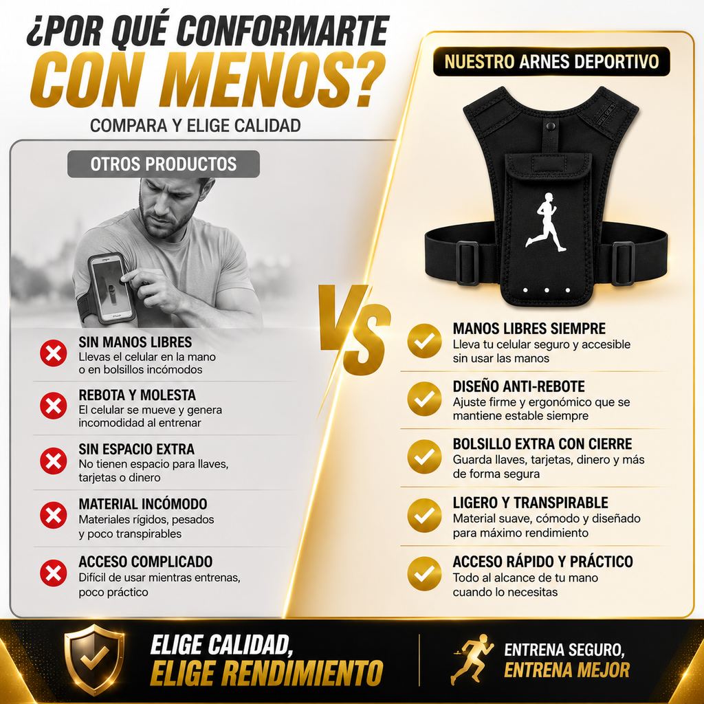 Chaleco Arnés Deportivo Porta Celular – Manos Libres para Running, Ciclismo y Gym