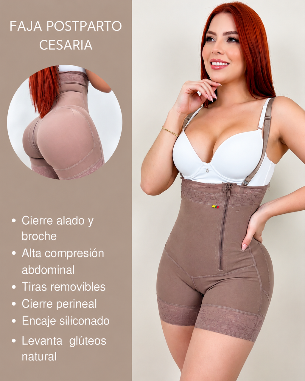 Faja Strapless con Cremallera Lateral – Levantacola, Powernet y Lycra, 4 Varillas, 2 Colores