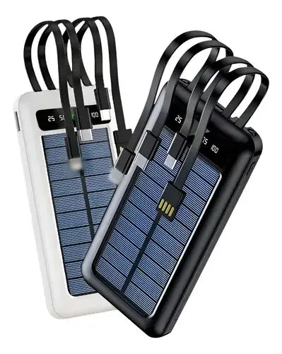 Power Bank Solar 4 en 1 – 50.000 mAh con Linterna LED y 4 Puertos de Carga