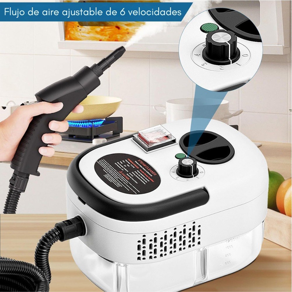 Máquina Limpiadora a Vapor Portátil 2500W – Alta Presión, 6 Velocidades, Depósito 1200ml