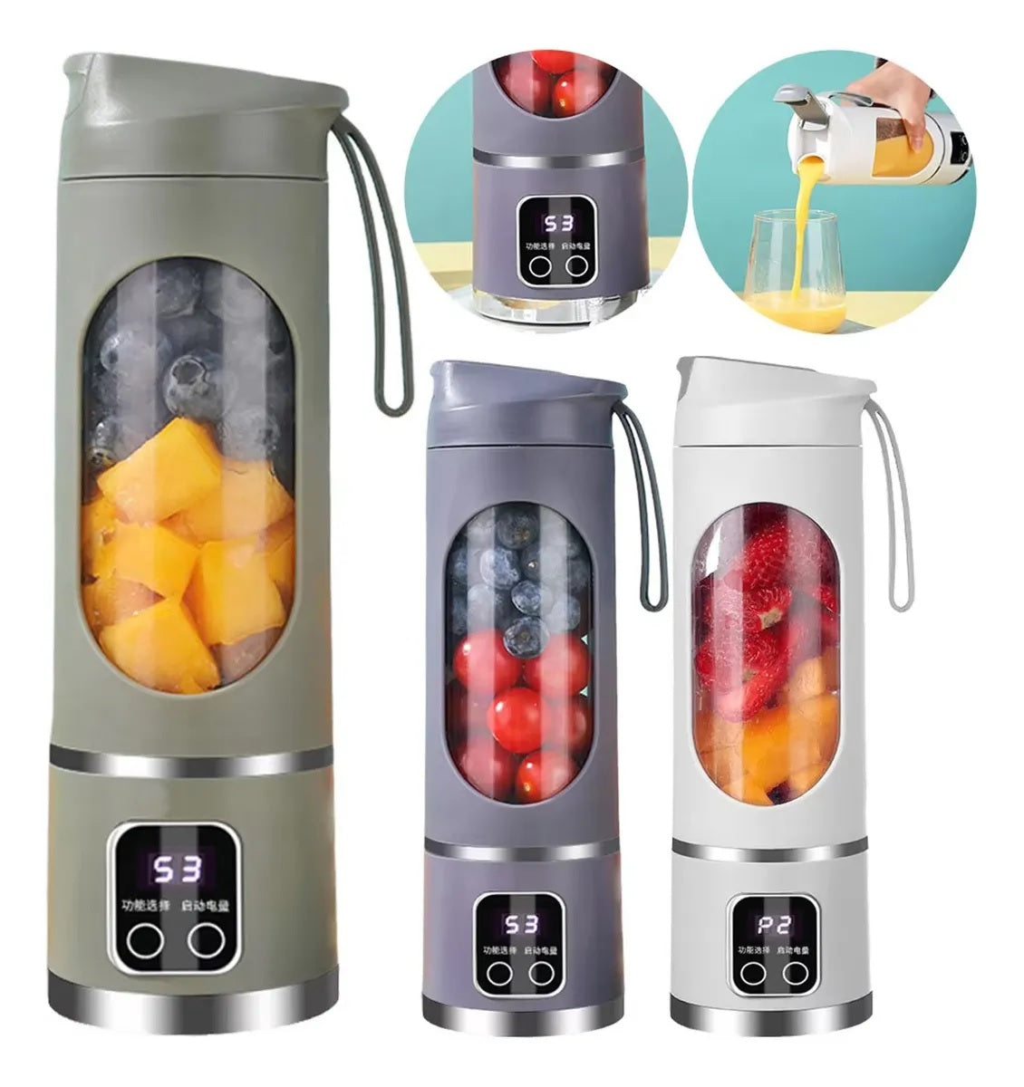 Mini Licuadora Personal Portátil 450ml – Recargable USB, Cuchillas de Alto Torque
