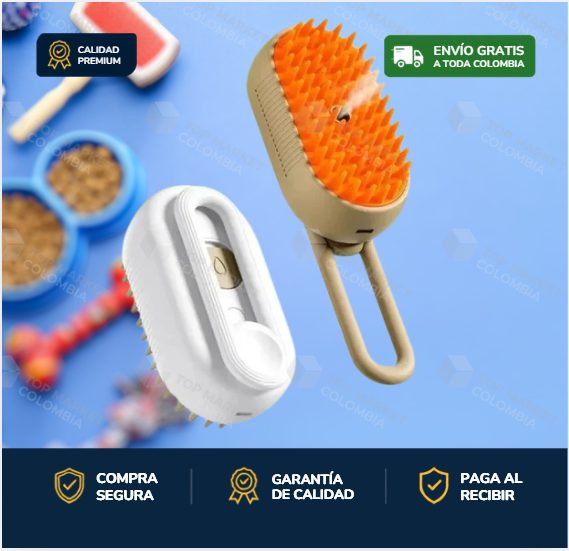 Cepillo Vapor 3 en 1 para Mascotas – Aseo Profesional en Casa