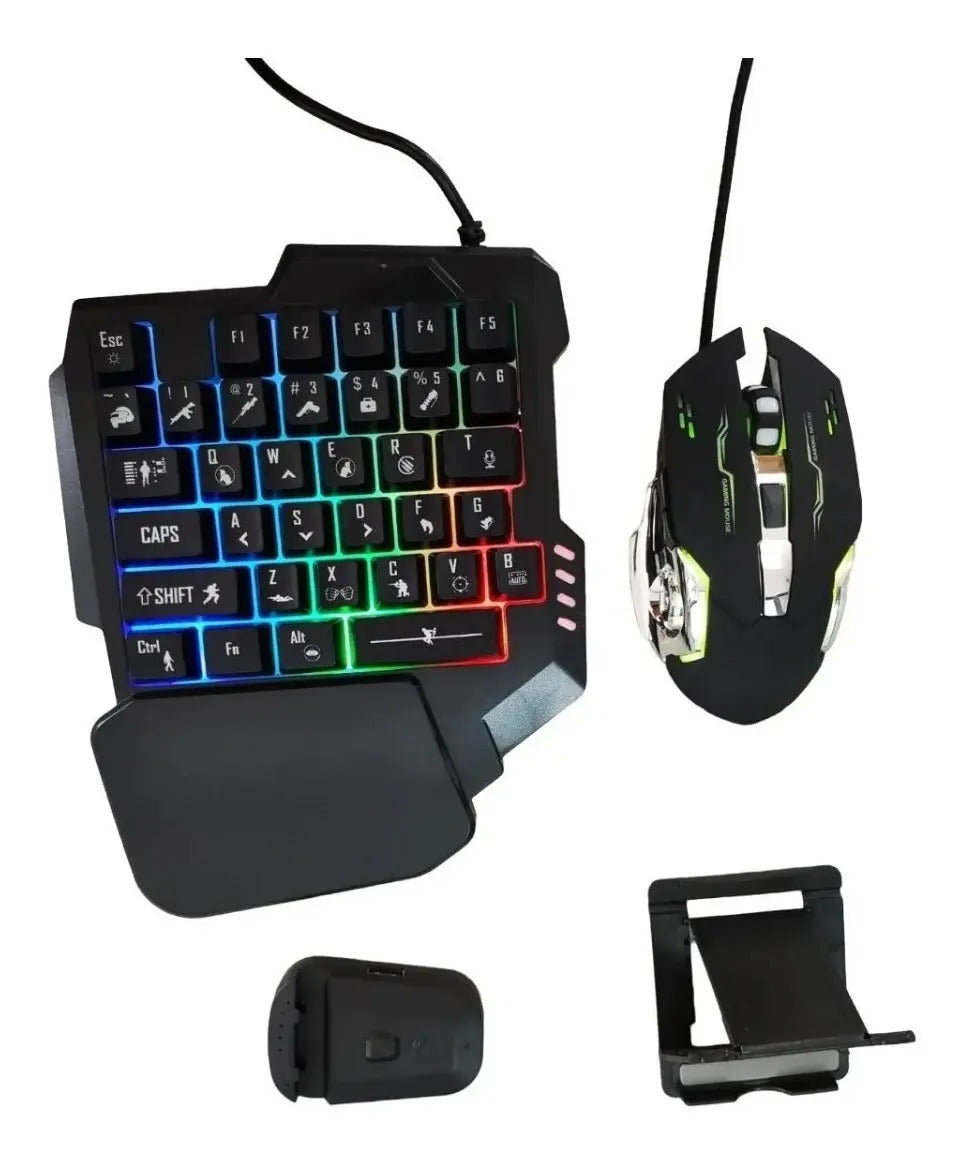 Combo Gamer 4 en 1 – Teclado, Mouse, Convertidor y Reposamanos