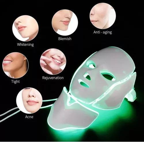 Máscara LED Facial 7 Colores – Terapia de Luz Antienvejecimiento y Anti-Acné